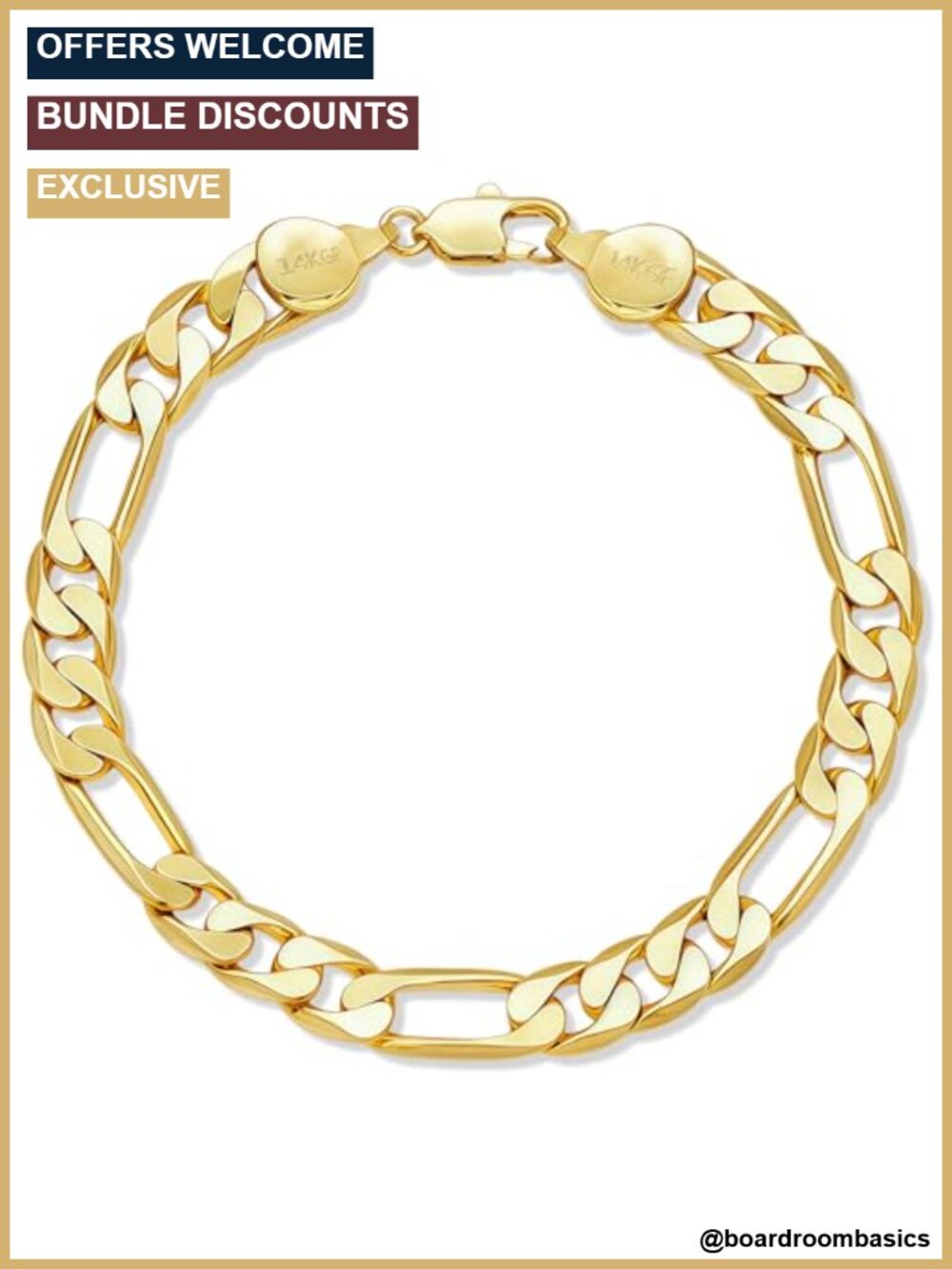 6mm Gold Plated Figaro Link Bracelet Unisex Jewelry Gift